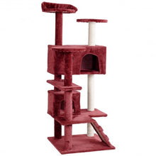Load image into Gallery viewer, 52" Cat Scratching Post and Ladder Kitten Tower Tree -Wine