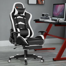 Load image into Gallery viewer, Massage Gaming Chair with Footrest-White