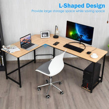 Load image into Gallery viewer, L Shaped Desk Corner Computer Desk PC Laptop Gaming Table Workstation-Natural