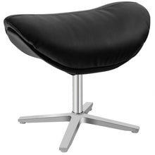 Load image into Gallery viewer, Swivel Top Grain Leather Lounge Armchair Rocking Chair with Ottoman-Black