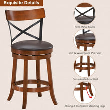 Load image into Gallery viewer, Set of 2 Bar Stools 360-Degree Swivel Dining Bar Chairs with Rubber Wood Legs-25 inch