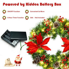 Load image into Gallery viewer, 24" Pre-lit Artificial Christmas Wreath Battery Operated