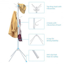 Load image into Gallery viewer, Stand Hat Coat Metal Rack with Folding Base-White