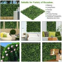 Load image into Gallery viewer, 12 Pcs 20" x 20" Artificial Plant Wall Panel Hedge Privacy Fence
