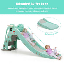 Load image into Gallery viewer, 3-in-1 Kids Climber Slide Play Set with Basketball Hoop and Ball-Green