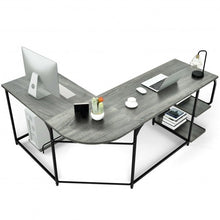 Load image into Gallery viewer, Reversible L-Shaped Computer Study Table with Shelves-Gray