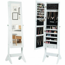 Load image into Gallery viewer, LEDs Lockable Jewelry Cabinet with Full-Length Mirror-White
