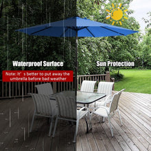 Load image into Gallery viewer, 9 Ft and 32 LED Lighted Solar Patio Market Umbrella Shelter with Tilt and Crank-Blue