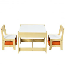 Load image into Gallery viewer, Kids Table Chairs Set With Storage Boxes Blackboard Whiteboard Drawing-Natural