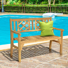Load image into Gallery viewer, Patio Foldable Bench with Curved Backrest and Armrest
