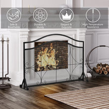 Load image into Gallery viewer, Single Panel Fireplace Screen Free Standing Spark Guard Fence