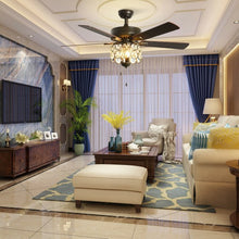 Load image into Gallery viewer, 52" Ceiling Fan with Light Retro Crystal Chandelier Ceiling Fan 5 Reversible Fan