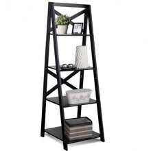 Load image into Gallery viewer, 4-Tier Leaning Free Standing Ladder Shelf Bookcase