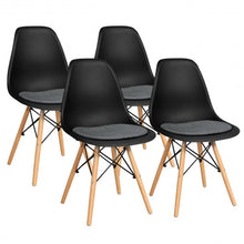 Load image into Gallery viewer, 4Pcs Mid Century Dining Chair with Linen Cushion-Black