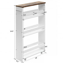 Load image into Gallery viewer, 4 Tier Rolling Slim Storage Kitchen Organizer Cart with Handle-White