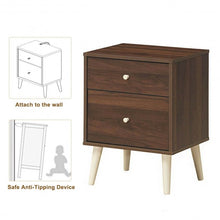 Load image into Gallery viewer, 2-Drawer Nightstand Beside End Side Table with Rubber Legs-Walnut
