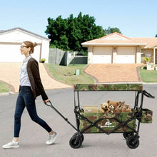 Load image into Gallery viewer, Collapsible Garden Folding Wagon Cart with Canopy-Camouflage