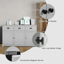 Load image into Gallery viewer, 3 Drawers Sideboard Buffet Storage with Adjustable Shelves-Gray