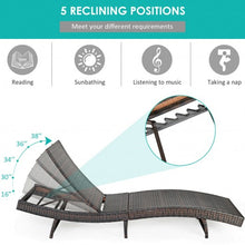 Load image into Gallery viewer, Patio Folding Adjustable Rattan Chaise Lounge Chair with Cushion-Turquoise