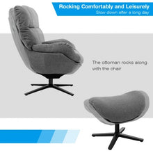 Load image into Gallery viewer, Modern Swivel Rocking Chair and Ottoman Set with Aluminum Alloy Base-Gray