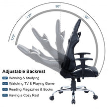 Load image into Gallery viewer, Black and White Gaming Chair with Head-Rest Pillow