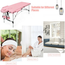 Load image into Gallery viewer, 84'' L Portable Adjustable Massage Bed with Carry Case for Facial Salon Spa -Pink