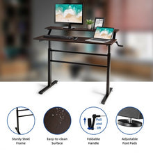 Load image into Gallery viewer, Standing Desk Crank Adjustable Sit to Stand Workstation -Brown