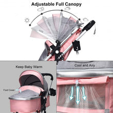 Load image into Gallery viewer, 2 in 1 High Landscape Convertible Reversible Bassinet Pram-Pink