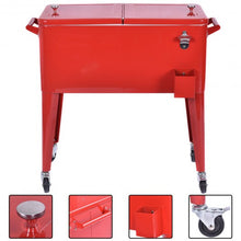 Load image into Gallery viewer, Red Portable Outdoor Patio Cooler Cart