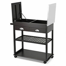 Load image into Gallery viewer, Stainless Steel Mobile Kitchen Trolley Cart With Drawers & Casters-Brown
