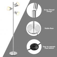 Load image into Gallery viewer, 64" 3-Light LED Floor Lamp Reading Light for Living Room Bedroom-Silver
