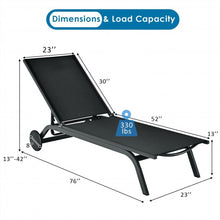 Load image into Gallery viewer, Aluminum Fabric Outdoor Patio Lounge Chair with Adjustable Reclining -Black