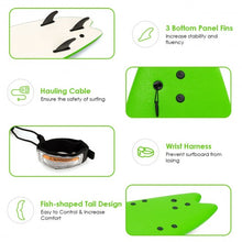 Load image into Gallery viewer, 5'5" Ocean Foamie SurfBoard with Rope and 3 Fins-Green