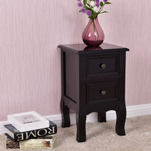 Load image into Gallery viewer, Wood Accent End Nightstand w/ 2 Storage Drawers-Black