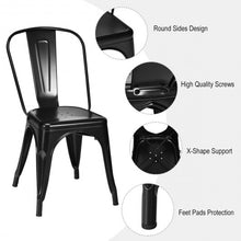 Load image into Gallery viewer, Set of 4 Dining Side Stackable Cafe Metal Chairs-Gun