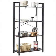 Load image into Gallery viewer, 4-Tier Rustic Bookshelf Industrial Bookcase Diaplay Shelf Storage Rack -Black