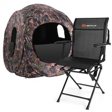 Load image into Gallery viewer, Swivel Hunting Chair Foldable Mesh Chair with Armrests-Black