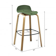 Load image into Gallery viewer, Set of 2 Modern Barstools Pub Chairs with Low Back and Metal Legs-Green