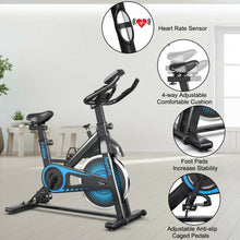 Load image into Gallery viewer, Indoor Silent Belt Drive Adjustable Resistance Cycling Stationary Bike-Blue