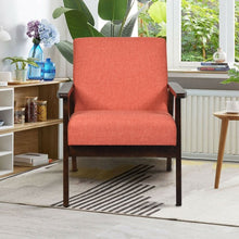 Load image into Gallery viewer, Solid Rubber Wood Fabric Accent Armchair-Orange
