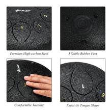 Load image into Gallery viewer, 10" High Carbon 8 Notes Steel Tongue Drum with Drum Hammer