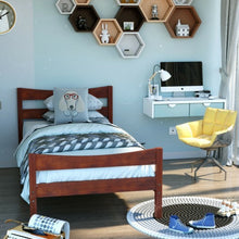 Load image into Gallery viewer, Twin Size Platform Bed Frame Foundation Slat Support -Walnut