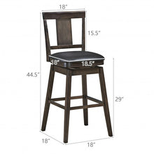 Load image into Gallery viewer, 29 inch Swivel Upholstered Counter Height Bar Stool with Rubber Wood Legs