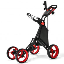Load image into Gallery viewer, Lightweight Foldable Collapsible 4 Wheels Golf Push Cart-Red