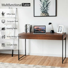 Load image into Gallery viewer, 2-Drawer Computer Desk Study Table Home Office Writing Workstation-Brown