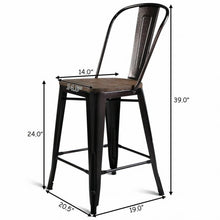 Load image into Gallery viewer, Copper Set of 2 Metal Wood Counter Chairs