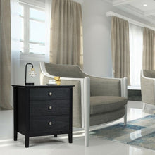 Load image into Gallery viewer, Nightstand Beside End Side Table Organizer with 3 Drawers-Black