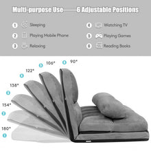Load image into Gallery viewer, Foldable Floor 6-Position Adjustable Lounge Couch-Gray