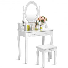 Load image into Gallery viewer, Vanity Table Set with Oval Mirror and 4 Drawers-White