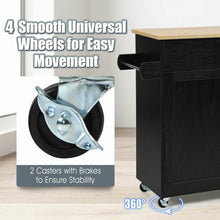 Load image into Gallery viewer, Rolling Kitchen Island Cart with Towel and Spice Rack-Black